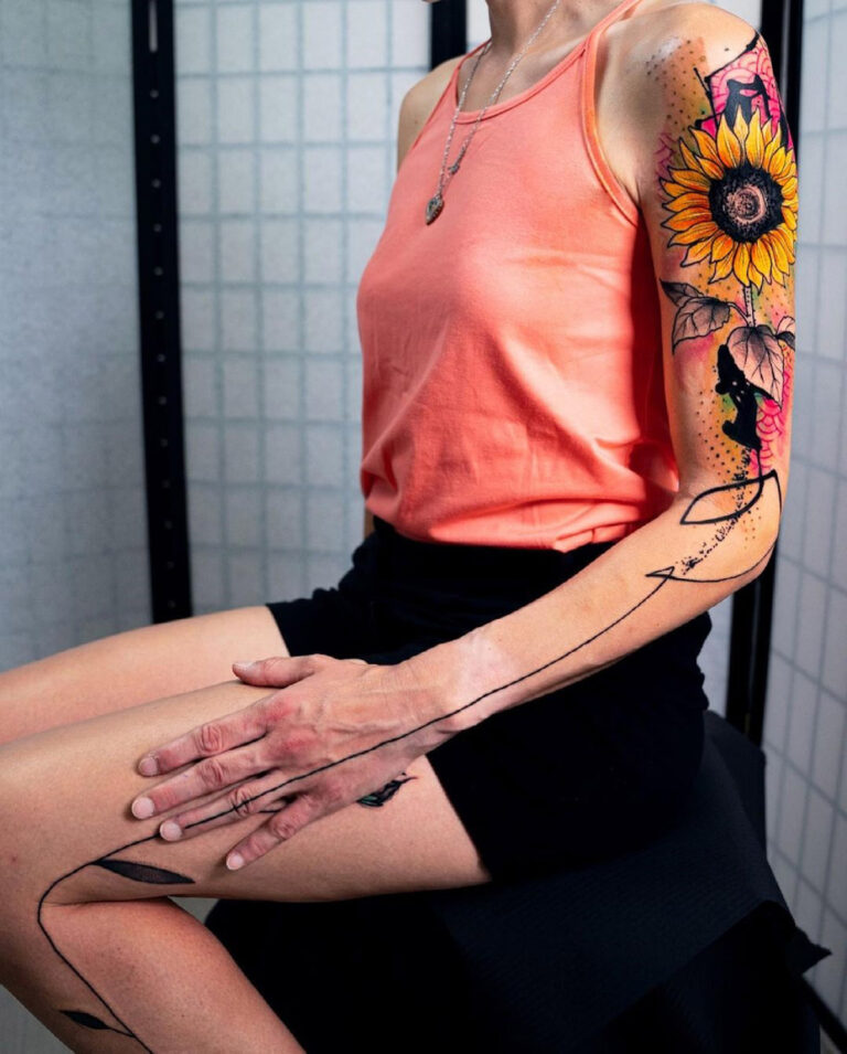 Sunflower on arm & leg