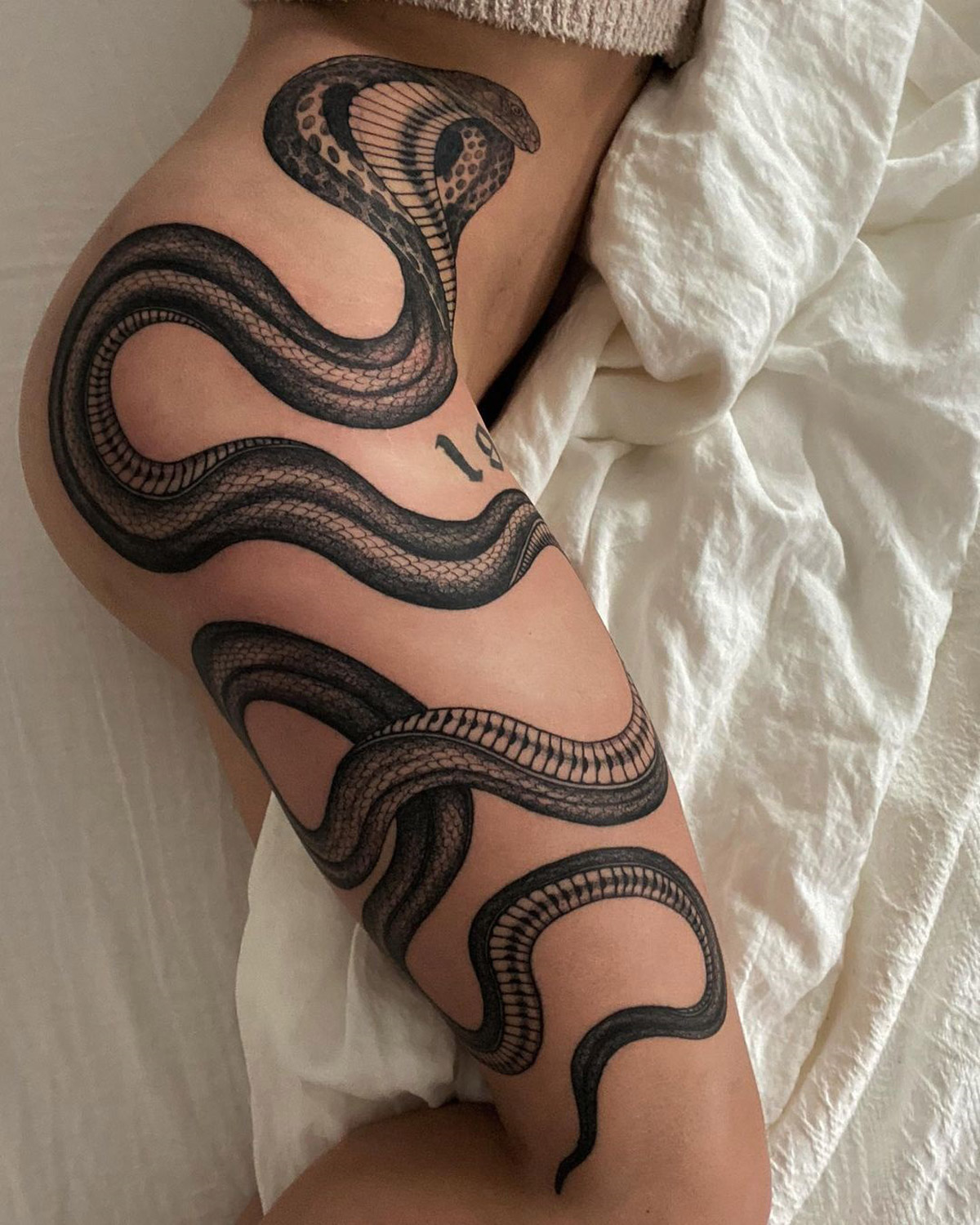 Cobra Hip & Thigh Tattoo