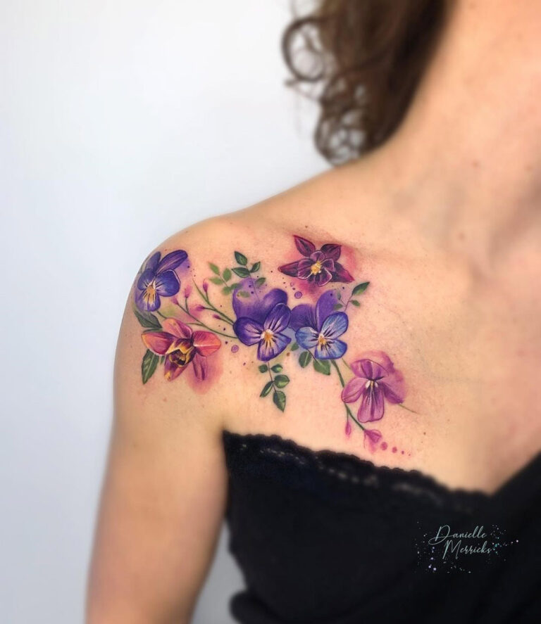 Pretty Floral Shoulder Tattoo