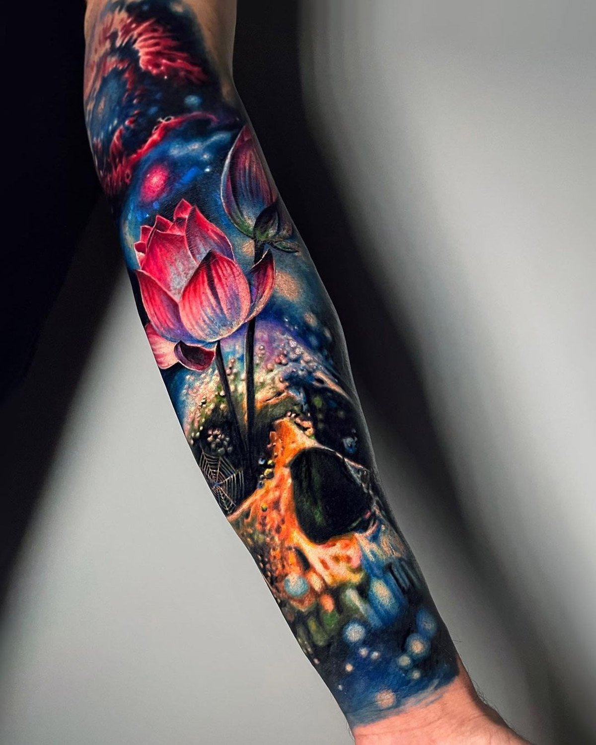 Galaxy Skull & Lotus Flower | Best Tattoo Ideas For Men & Women
