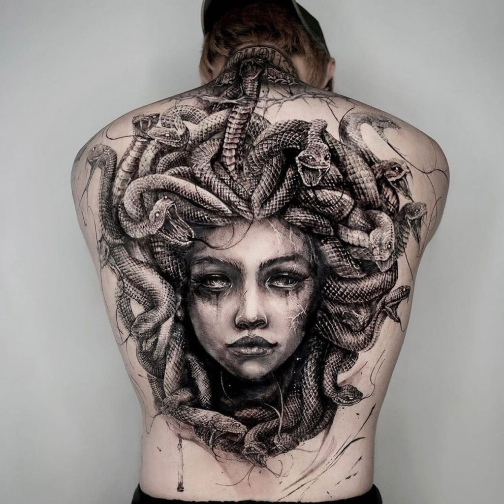 Medusa Back Tattoo.
